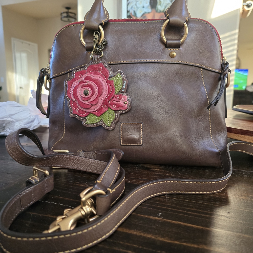 Dooney & Bourke Florentine Leather Cameron Satchel / Elephant Color